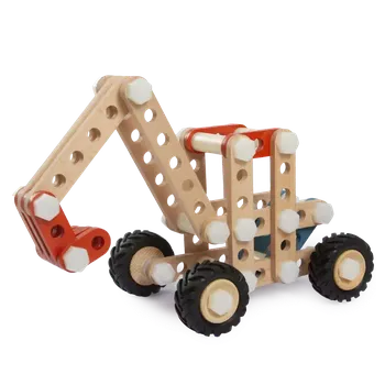 Dřevěná hračka Dřevěná šroubovací stavebnice - Bagr