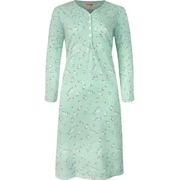 Dámské noční prádlo Ludvika dámská noční košile dlouhý rukáv 6523 5XL světle zelená
