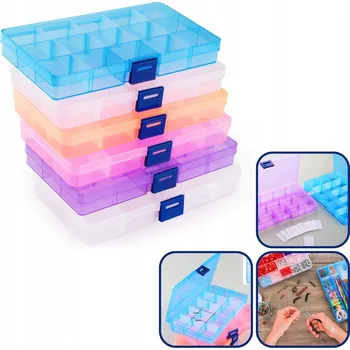 Dárková krabička 6x KRABIČKA ORGANIZÉR NA TŘÍDĚNÍ PRŮHLEDNÝ S NASTAVITELNÝMI PŘIHRÁDKAMI