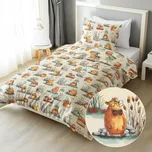 Dětské bavlněné ložní povlečení Sandra SA-710 Kapybary na krémovém Jednolůžko 140x200 a 70x90 cm