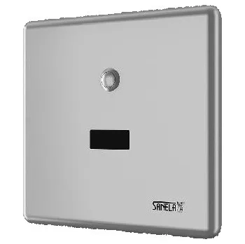 Splachovací tlačítko Sanela - Automatický splachovač WC, s elektronikou ALS na tlakovou vodu, 24 V DC, Bluetooth, matný nerez SLW 01NKX