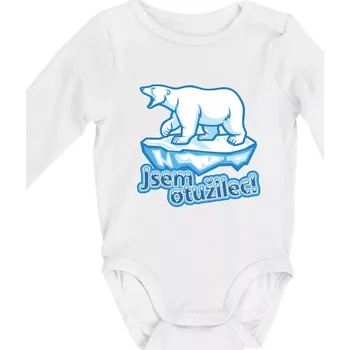 Jsem otužilec - medvěd - Body kojenecké s dlouhým rukávem - Dlouhý r. do 3 měs ( Bílá )