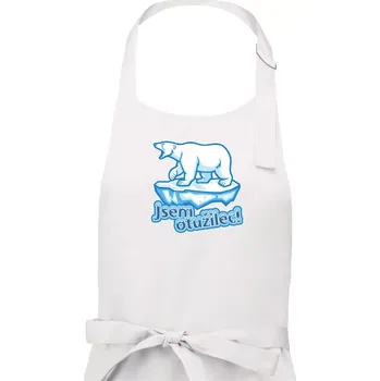 Kuchyňská zástěra Jsem otužilec - medvěd - Dámská zástěra na vaření - Univerzální velikost ( Bílá )