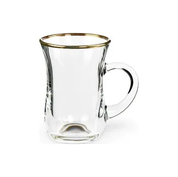 Sklenice Sklenice na čaj s ouškem, zlatý okraj 1,40 dl - "Efe"