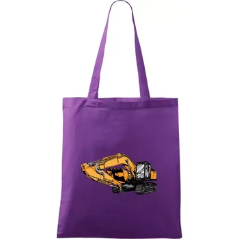 Nákupní taška Žlutý bagr z boku - Taška bavlněná - 42 x 38 cm ( Fialová )