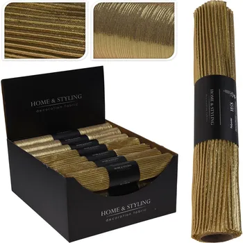 Organza látková 28x150 cm - vlnitý vzor, zlatá barva