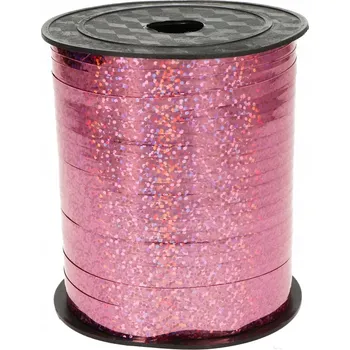 Balónek VÁZACÍ STUHA NA BALÓNKY SVĚTLE RŮŽOVÁ HOLOGRAFICKÁ 200M