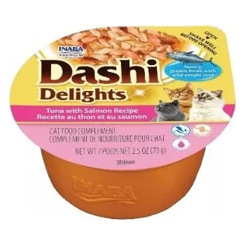 Krmivo pro kočku INABA CAT DASHI DELIGHTS Krmivo pro kočky pamlsek tuňák s lososem 70g