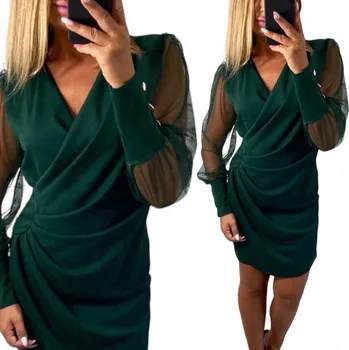 Dámské šaty V782 VEČERNÍ ŠATY , TYLOVÉ, ZELENÉ, vel. 48 (4XL)