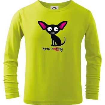 Dětská móda Keep smiling Čivava (Hana-creative) - Triko dětské Long Sleeve - 104-110cm / 3-4 roky ( Limetková )