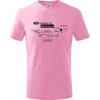 Jezevčík - Anatomie - Tričko dětské bavlněné - 98 cm / 2 roky ( Růžová )