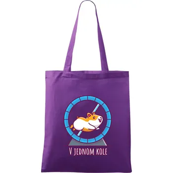 Nákupní taška Křeček v jednom kole - Taška bavlněná - 42 x 38 cm ( Fialová )