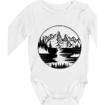 Kojenecký body Cestování kruh - řeka - Body kojenecké s dlouhým rukávem - Dlouhý r. do 3 měs ( Bílá )