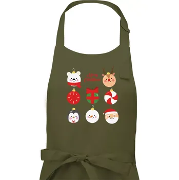 Kuchyňská zástěra Vánoční koule - Pánská zástěra na vaření - Univerzální velikost ( Khaki )