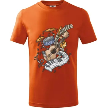 Chlapecké oblečení Hudební nástroje v notách - Tričko dětské bavlněné - 122 cm/6 let ( Oranžová )