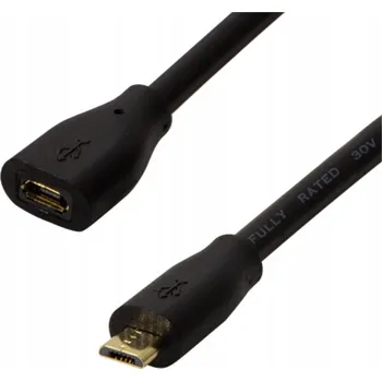 Datový kabel Prodlužovací USB 2.0 kabel Micro-USB 0,5m Černý Logilink - Přenos 480