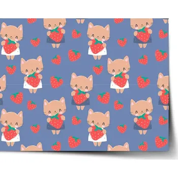 Plakát Sablio Plakát Kočičky s jahodami - 120x80 cm