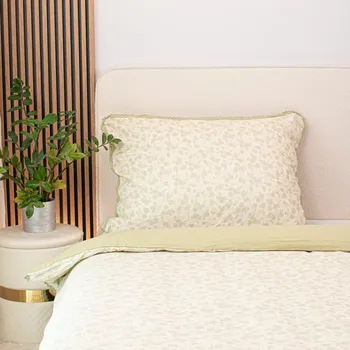 Povlečení imitace mušelínu zelené pastelové růžičky