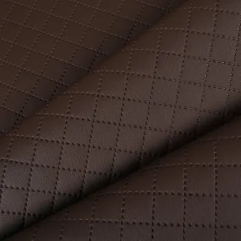 Zbytek - Látka prošívaná ekokůže (koženka) EKOSOFT KARO EK barva tmavě hnědá