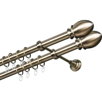 Garnýž Garnýž kovová dvouřadá 25/25mm Belluno double mosaz 410 cm (do stěny / kroužky s háčkem)