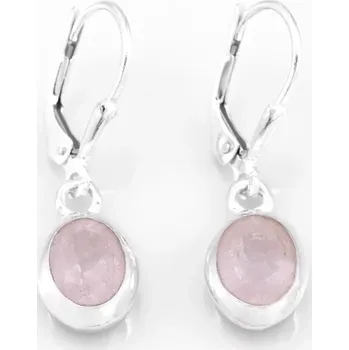 Náušnice Stříbrné náušnice (Ag 925/1000) s broušeným morganitem QA, oválky cca 11 x 9 mm, "něha v růžové" (MG1210U)