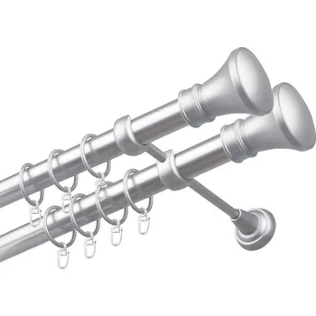 Garnýž Garnýž kovová dvouřadá 25/25mm Koloseo double satina 110 cm (do stěny / kroužky s háčkem)