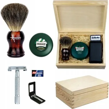 Břitva na holení Štětka na holení z jezevce, holicí strojek na žiletky, mýdlo na holení – Dárek