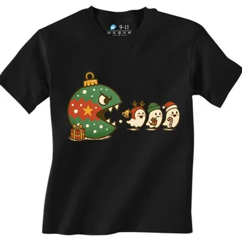 Chlapecké tričko Dětské tričko Vánoční Pac-Man Ghostbusters (Velikost: 7-8, Barva: Černá)