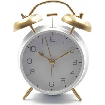 Budík Retro budík se zvonky zlatý Číslice KL-1 [b]