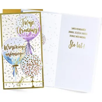 Přání k narozeninám balónky Blahopřejná karta DÁREK Kartička k narozeninám