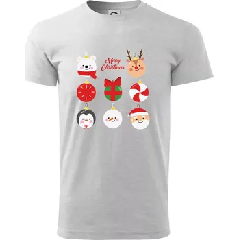 Pánské tričko Vánoční koule - Triko extra velké (5-8XL) - 7XL ( Světlešedý Melír )