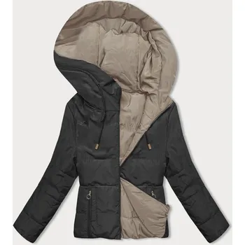 Kapucí bunda s dvěma barvami a zlatým zipem, odstíny béžové L (40) i392_22442-49