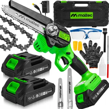 Motorová pila PowerSaw X2 Set – mini aku řetězová pila 1000W s přenosným kufrem a bohatou sadou příslušenství + 2x21 V baterie