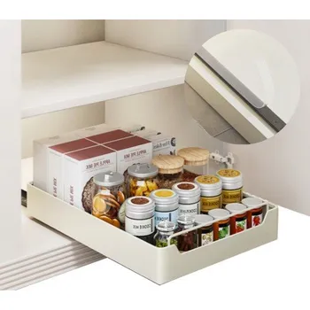 Úložný box KitchenSlide organizér 40 cm – kovový výsuvný úložný šuplík na koření, bílý