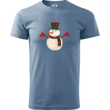 Pánské tričko Vánoční sněhulák - Klasické pánské triko vyšší gramáže - L ( Denim )