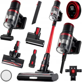 Vysavač PureMotion Tyčový bezdrátový vysavač s LED osvětlením podlahy, bezsáčkový, otočná hlava 360°, 4 režimy výkonu + sada hubic