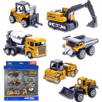 autíčko Sada 6 ks kovových stavebních vozidel: BAGR, JEŘÁB, MÍCHAČKA