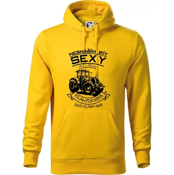 Pánská mikina Nesnáším být sexy - Traktorista - Traktor - Mikina pánská Cape s kapucí - S ( Žlutá )