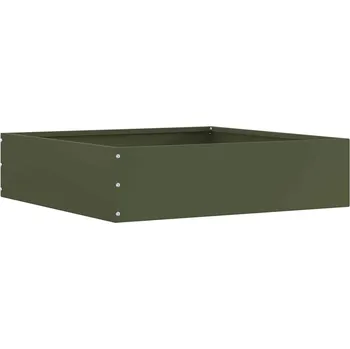 Truhlík vidaXL Okraj trávníku Olivově zelená 50 x 50 x 13 cm Ocel