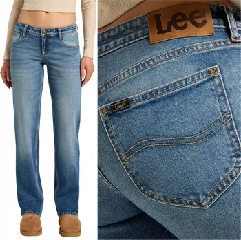 Dámské oblečení Lee ZOE Petal Blue dámské džíny s nízkým pasem, volným střihem a rovnými nohavicemi W28 L31