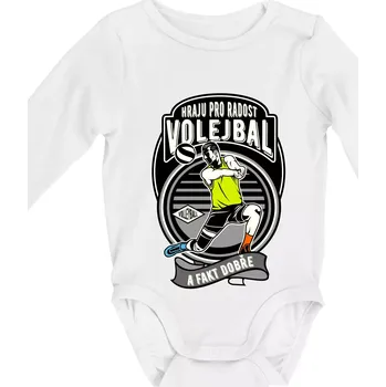 Hraju pro radost volejbal a fakt dobře - Body kojenecké s dlouhým rukávem - Dlouhý r. do 3 měs ( Bílá )