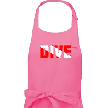 Kuchyňská zástěra Dive nápis vlajka - Dámská zástěra na vaření - Univerzální velikost ( Růžová )