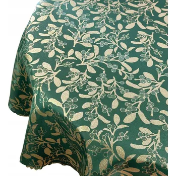 ubrus Vánoční ubrus Jmelí Zelený Zlatý Kulatý průměr 140 cm