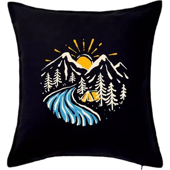 Polštář Stan u řeky - Polštář 50x50 - 50x50 - Pouze potah ( Černá )