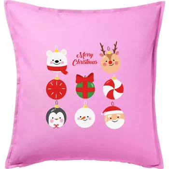 Polštář Vánoční koule - Polštář 50x50 - 50x50 - Pouze potah ( Růžová )