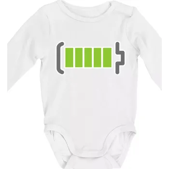 Kojenecký body Rodinná trika - baterie táta - dítě - Body kojenecké s dlouhým rukávem - Dlouhý r. do 3 měs ( Bílá )