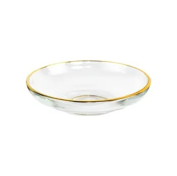 Sklenice Skleněný podšálek se zlatým okrajem 10 cm