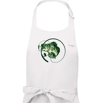 Kuchyňská zástěra Ryba s prutem - Dámská zástěra na vaření - Univerzální velikost ( Bílá )