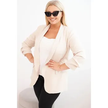 Kesi Dámská sako Plus Size bez zapínání Barva: Smetanová, Velikost: XL/XXL
