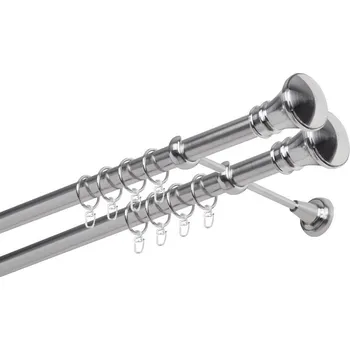 Garnýž Garnýž kovová dvouřadá 25/25mm Koloseo double nerez 120 cm (do stěny / kroužky s háčkem)